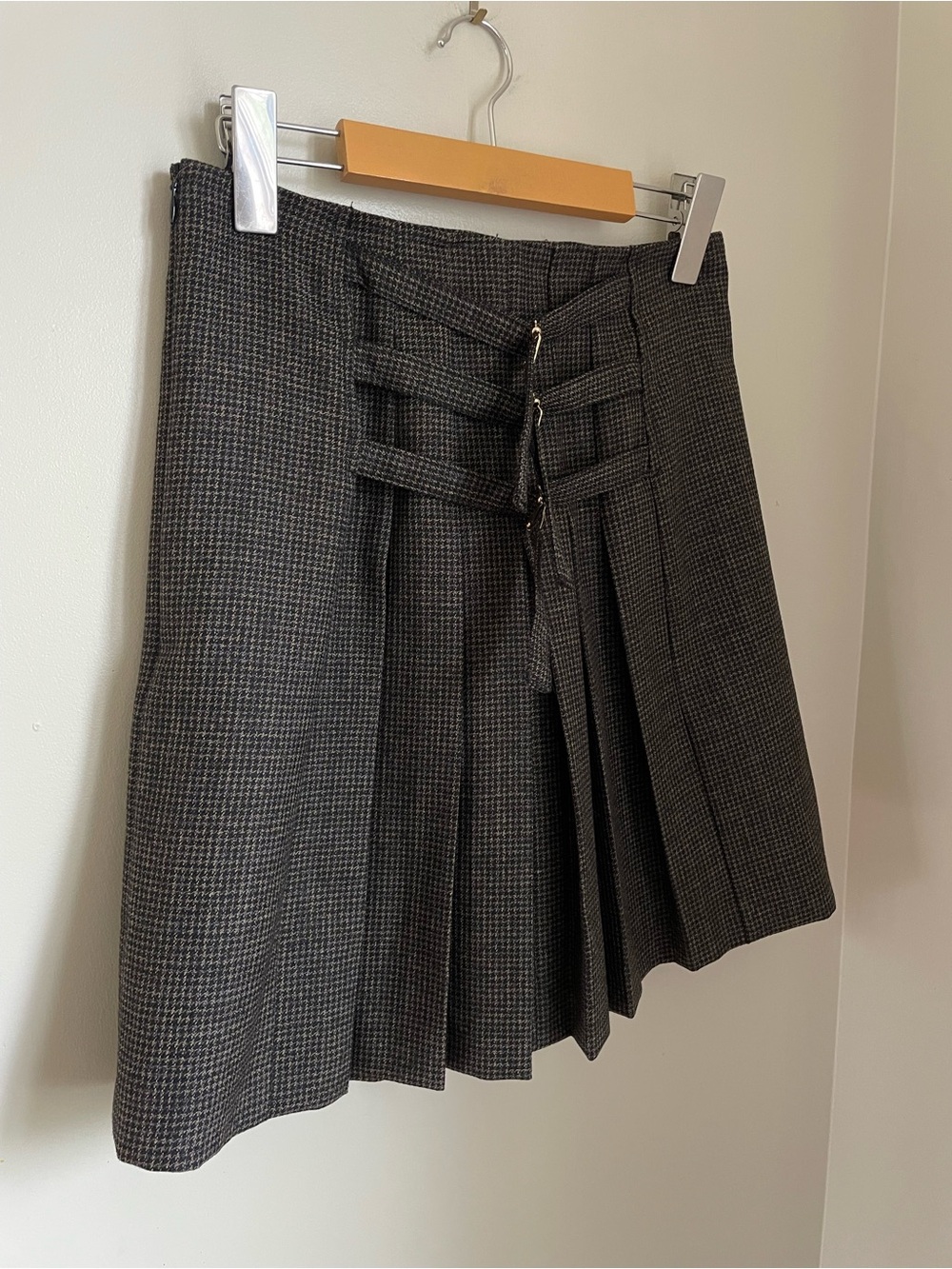 Sandro Yolanda Pleated Houndstooth Tweed Mini Skirt NWT Size XS Preppy Parisian - Picture 4 of 15